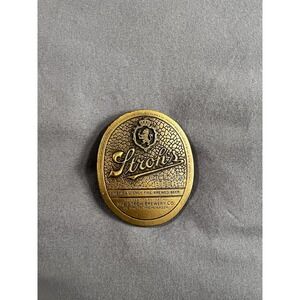 Stroh's Bohemian Style Beer Belt Buckle Bronze Vintage 1970s Indiana Metal Craft